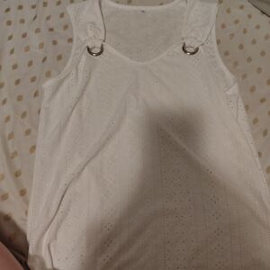 White Eyelet Sleeveless Tank with Ring-Detail Straps